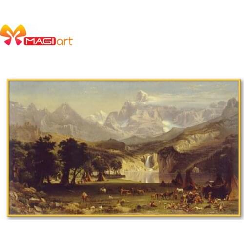 Cross stitch kits Embroidery needlework sets 11CT water soluble canvas patterns 14C landscape Lofty mountains -NCMS126