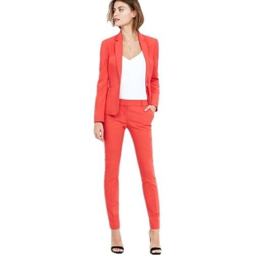 Womens trousers fWomen Pant Suits formal work wear womens long sleeve blazer with Trousers office plus size suit orange CUSTOM