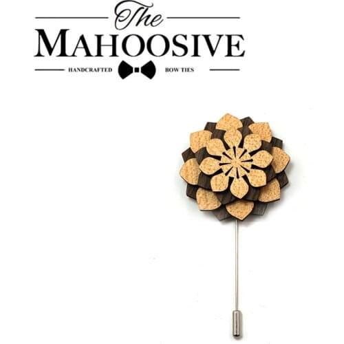 Mahoosive Wood Flower Brooch Lapel Pin wooden Jewelry Women Wedding Suit Pins Large Brooches For man brooches