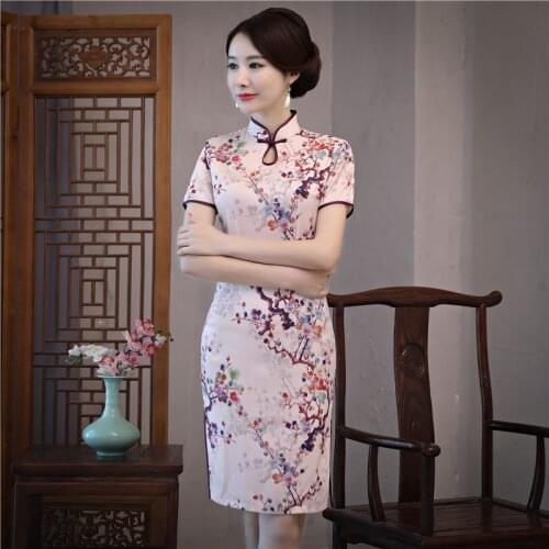 Modern Chinese Traditional Dress Traditional Vestido Oriental Cheongsam Women printed Qipao Chinese Wedding Dress vintage