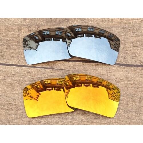 Vonxyz 2 Pairs Chrome Mirror & Ruby Mirror Polarized Replacement Lenses for-Oakley Eyepatch 2 Frame
