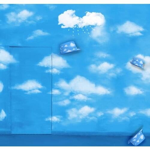 3D Skyblue Photography Backdrops Newborn Baby Photo Background Cloth for Studio White Cloud Kids Birthday Photo Props Custom