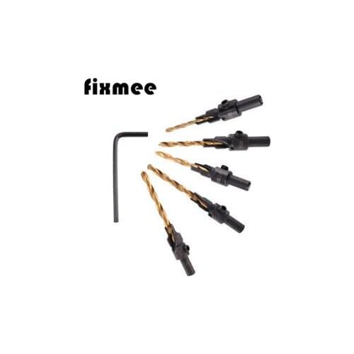 5pcs HSS Countersink Drill Cone Bit Set Quick Change Hex Shank For Woodworking Screw Carpentry Reamer Chamfer Milling