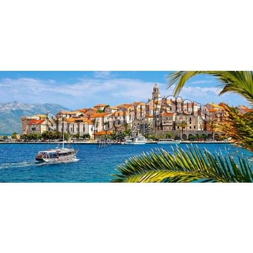 5D DIY Diamond Painting Korcula,Croatia Landscape Architecture Gift Full Drill Diamond Embroidery Cross Stitch Mosaic Home Decor