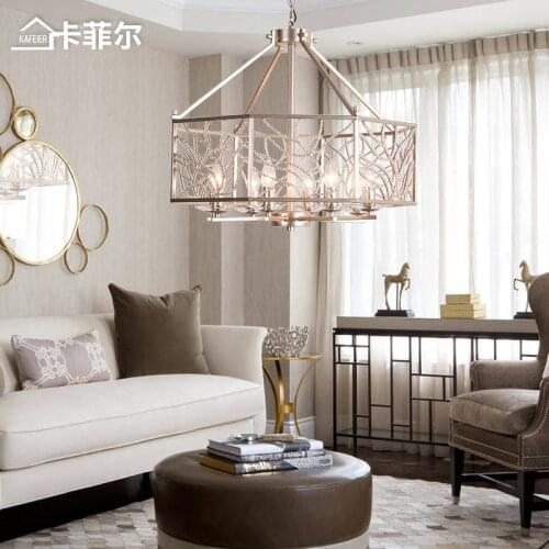 American art personality creative polygon champagne silver light luxury atmosphere bedroom crystal chandelier