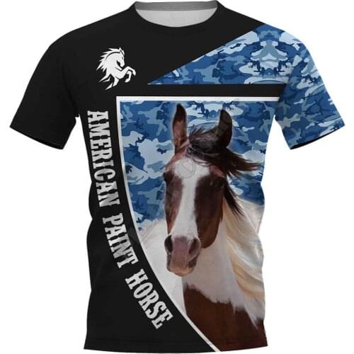 American Paint Horse 3D Printed t shirts women for men Summer Casual Tees Short Sleeve T-shirts Funny Animals Short Sleeve 02