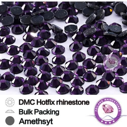 Amethyst SS6 SS10 SS16 SS20 SS30 Bulking Packing DMC Hot Fix Rhinestone For Garments Bags And Shoes