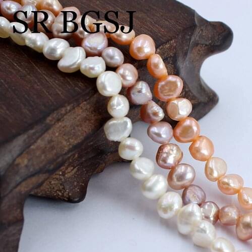 Free Shipping 5-6mm White Pink Purple Baroque Potato Natural Freshwater Pearl Smart Jewelry Accessories DIY Beads 14"