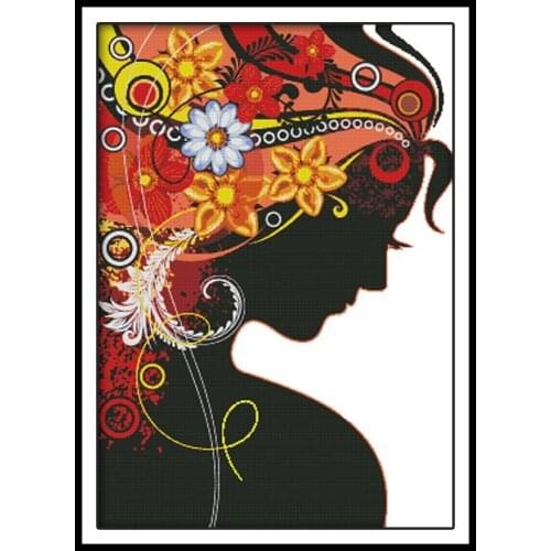 Flower Woman Needlework DIY Cross Stitch Sets for Embroidery Kit 14CT 11CT Printed Cotton Fabric DIY Handwork Needlework Sets