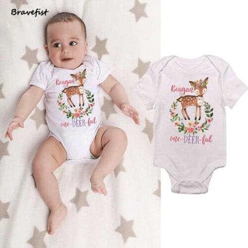 Cartoon Deer Print Newborn Baby Outfits Costume Romper 0-24Months Kids Jumpsuit Outwear Summer Clothes Tops Clothes Outwear
