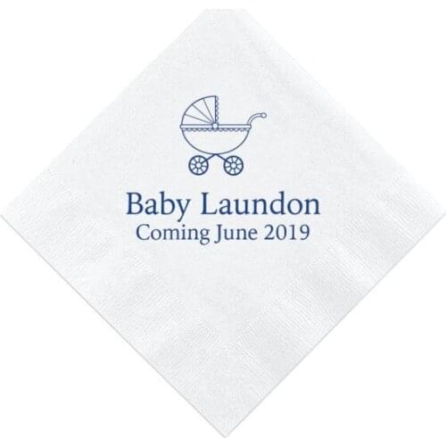 Welcome Baby - Stroller Personalized Baby Shower Napkins milestones birthday Custom Napkins