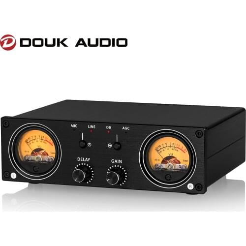 Douk Audio MIC/LINE Dual Analog VU Meter DB Panel RCA/XLR Audio Switcher Home Stereo Sound Level Meter Music Spectrum Visualizer