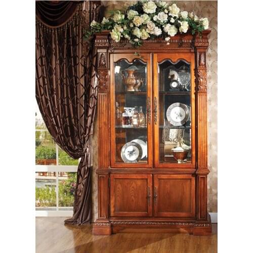 European style birch wood 2 door sideboard bookcase for home furniture Двухдверный книжный шкаф GH160