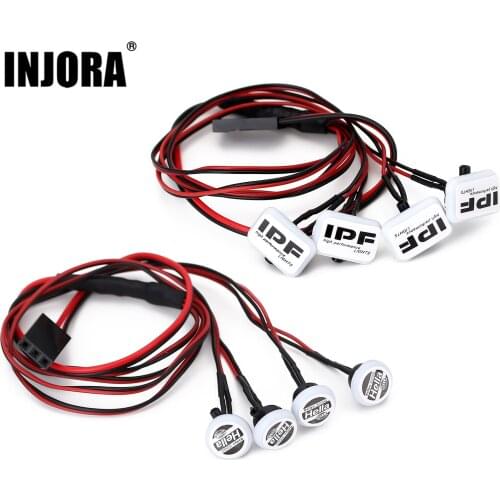 INJORA HELLA IPF Sticker LED Lights Square Round Headlights for 1:24 RC Car Crawler Axial SCX24 Upgrade Parts
