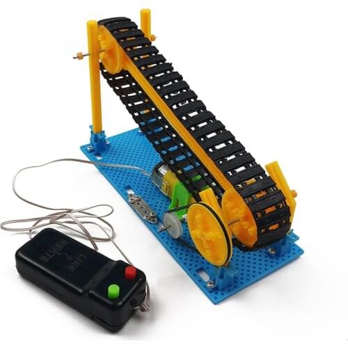 DIY Materials Kit Wire Control Wooden Electric Conveyor Transporter Belt Model For Steam Toy Physics Science Education Assembled