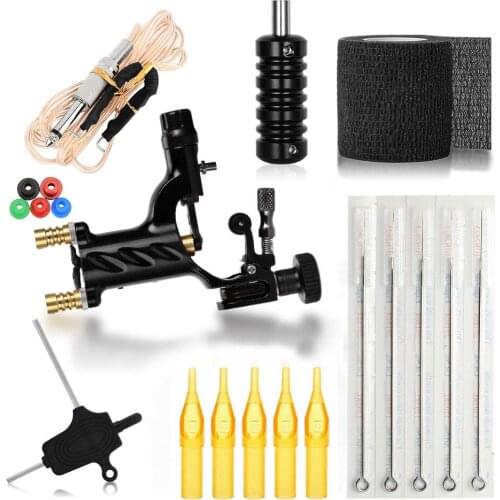 Yuelong Complete Tattoo Kits Liner Shader Coils Tattoo Machine Guns Power Supply Foot Pedal Pigment Inks Tattoo Needles Tips
