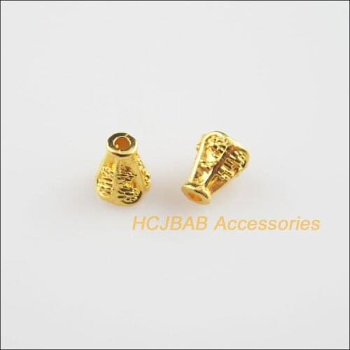 New 120Pcs Gold Color Horn Flower Cone End Bead Caps Connectors 5.5x6.5mm