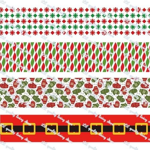 25MM-75MM Christmas party printed grosgrain ribbon for home decoration accessories mariage 50Yards