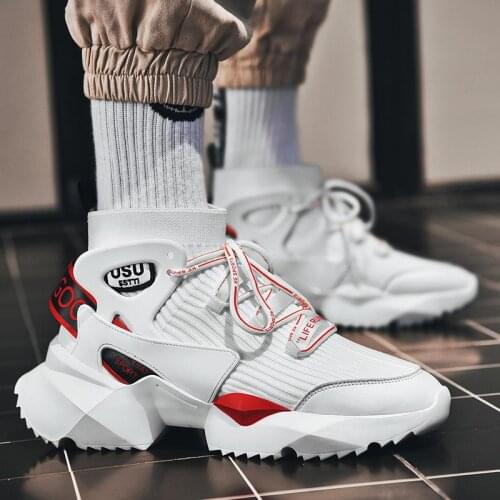Big Size High-level Summer Sneakers Socks Men Sport Shoes Men Brands Sports Shoes for Men Running Shoes White Knit Tennis A-973
