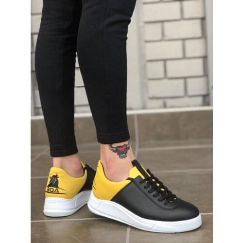BA0031 Sneakers Black Yellow White Sole Casual Men Shoes