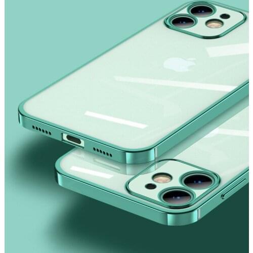 100pcs Plating Electroplate Lens Protection Soft TPU Gel Clear Case Cover For iPhone 12 Mini 11 Pro Max XS XR X 8 7 6 6S Plus SE