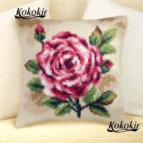 Diy cross stitch kits Embroidery yarn pillow kit flower cushion mat do it yourself throw pillow case Counted Needlework Sets
