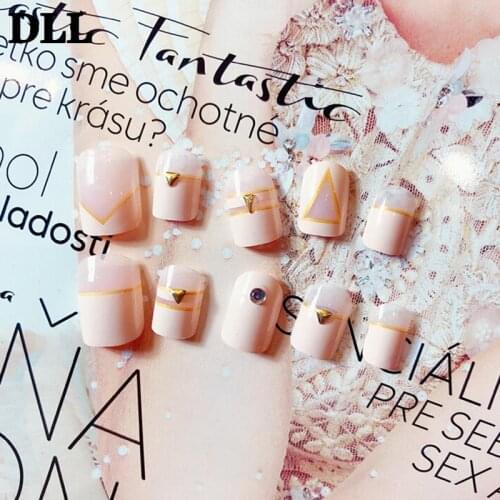 Nails Rivets Designs Full Cover False Nails With 2g Glue 24pcs/set Artificial Fake Nails Press On