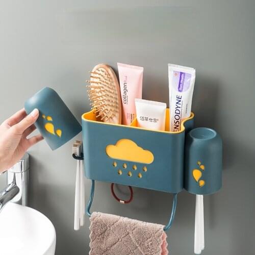 Wall Suction Toothbrush Shelf Cup Wall Mounted Toothbrush Cup Shelf Toilet Gargle Cup Cover Shelf