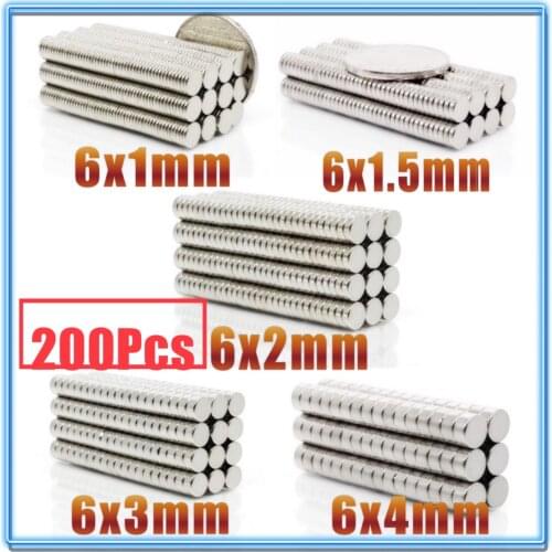 200Pcs Mini Small N35 Round Magnet 6*1 6x1.5 6x2 6x3 6x4 mm Neodymium Magnet Permanent NdFeB Super Strong Powerful Magnets 6x1