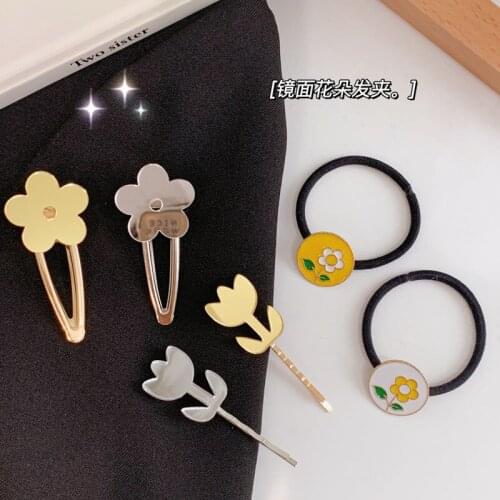 New Creative Mirror Flower Word Clip Sweet Cute Hair Ring Simple Girl Headdress Hair Clip for Women Fashion Hair Accessories