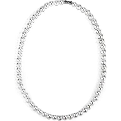 Hip Hop 8mm or 10 mm Cream White Faux Pearl Strand Layered Necklace Choker Dainty Jewelry Street Dance Gift For Him