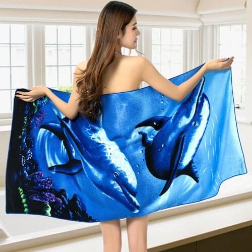 Bath Towel Adults Microfiber Ocean World Printed Quick Dry Swimming Beach Towels Women Super Absorbent Soft Blanket 70x150cm New