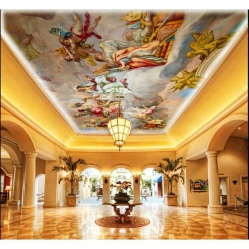 Custom photo wallpaper 3d ceiling wallpaper murals European royal angel hand painted character oil painting ceiling wallpaper