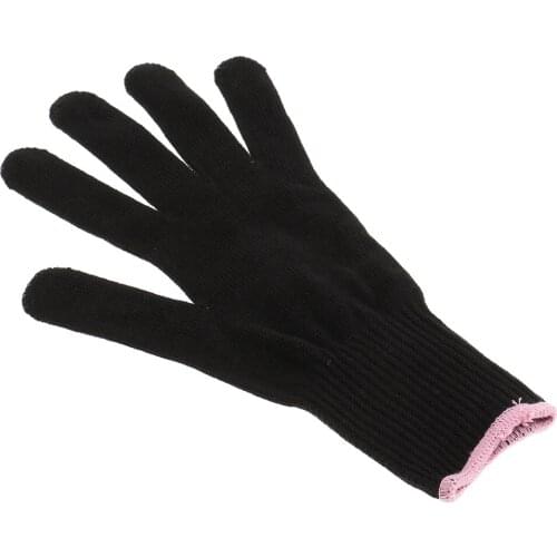 Professional Heat Resistant Glove for Hair Styling Heat Blocking Curling Flat Iron Wand Cotton Black FOR BOTH RIGHT LEFT HAND