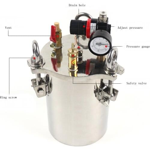 10L 304 stainless steel carbon steel pressure tank, distributor tank, dispensing bucket, with safety valve, regulating valve