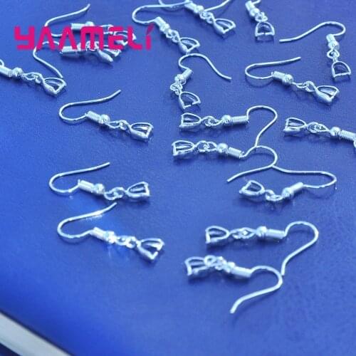 Genuine 925 Sterling Silver Clasp Hook Earrings Component Jewellery Findings for DIY Fashion Bead Crystal 50PCS Handmade