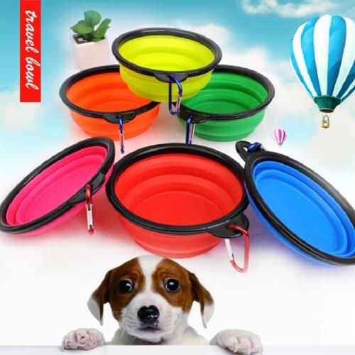 Pet Silica Gel Bowl Dog Cat Collapsible Silicone Dow Bowl Candy Color Outdoor Travel Portable Puppy Food Container Feeder Dish