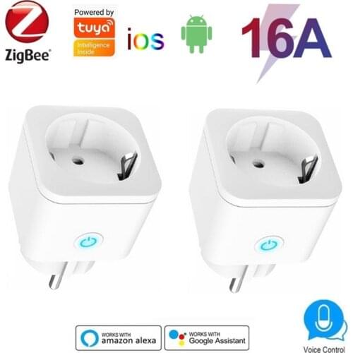 ZigBee Tuya Smart Plug 16A EU Outlet Power Monitor Timer Socket APP Wireless Remote Voice Control Work With Alexa Google Home