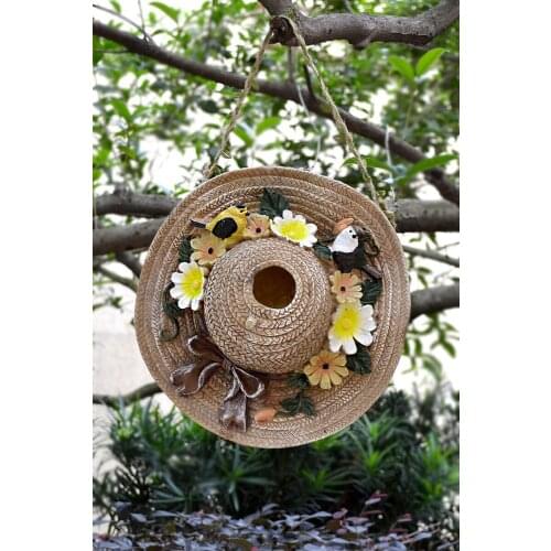 Straw Hat Bird Nest Home Gardening Decoration Bird Nest Landscape Wall Hanging Garden Villa Courtyard Garden Decoration