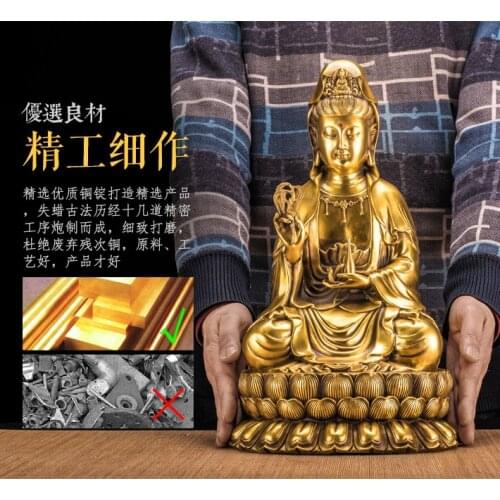 TOP GOOD High grade Buddha figure HOME hall TOP Protection Buddhism GOLD copper Guanyin buddha figure statue 38 cm