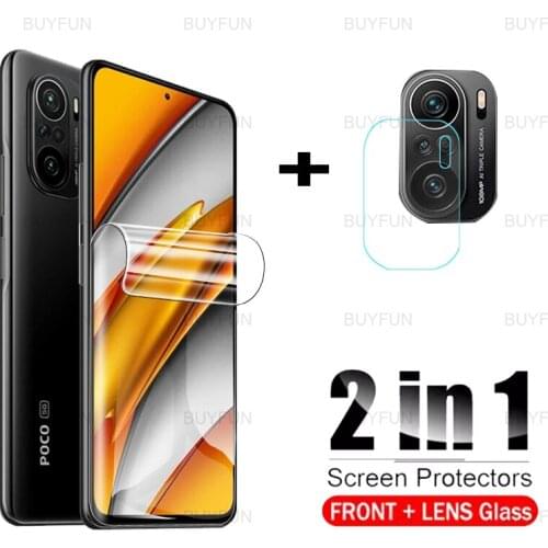 Screen Protector For Xiaomi Poco F3 6.67 inch 2in1 front hydrogel film camera glass for redmi redmy K40 pro plus protective film