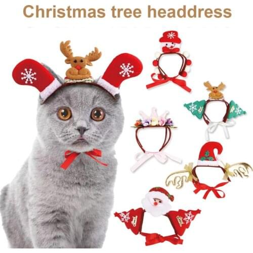1PC Pet Dog Cats Headdresses For Christmas And Halloween Pet Cat Headgear Santa Headwear Hats Dog Cat Cosplay Dressing Up Props