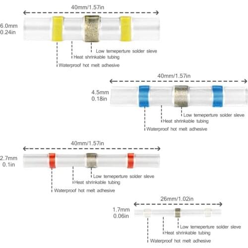 10PCS Heat Shrink Solder Sleeve Connectors Seal Wire Connectors Waterproof Insulated