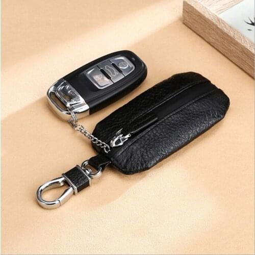100% Genuine Leather Key Wallet Pouch Business Men Door Car Key Case Bag Holder Male Keychain Key Organizer Housekeeper