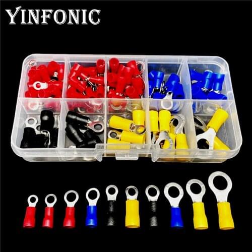 102pcs RV1.25-5.5 Ring Insulated Wire Connector Electrical Crimp Terminal RV1.25/2/3.5/5.5 with box