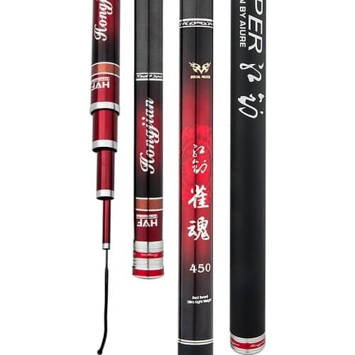 12H Super Hard Taiwan Fishing Rod Carbon Fiber Telescopic Wedkarstwo Olta Hand Pole Herring Sturgeon Angeln Canne Black Pit