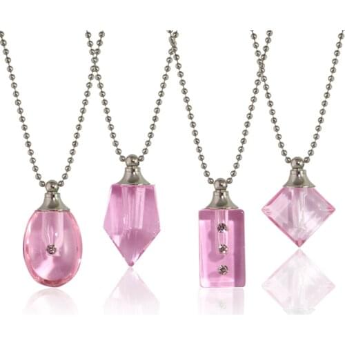2PCS Pink Crystal Vials Urn Pendant Cremation Jewelry Urn Jewelry Urn Necklace for Ashes Crystal Urn Necklace