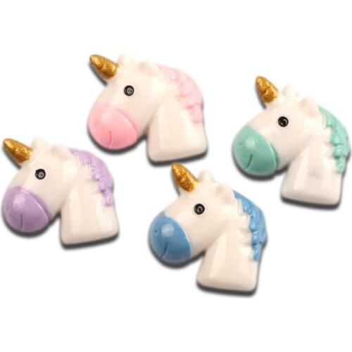 20Pcs Mixed Resin Unicorn Decoration Crafts Flatback Cabochon Kawaii DIY Embellishments For Scrapbooking Accessories