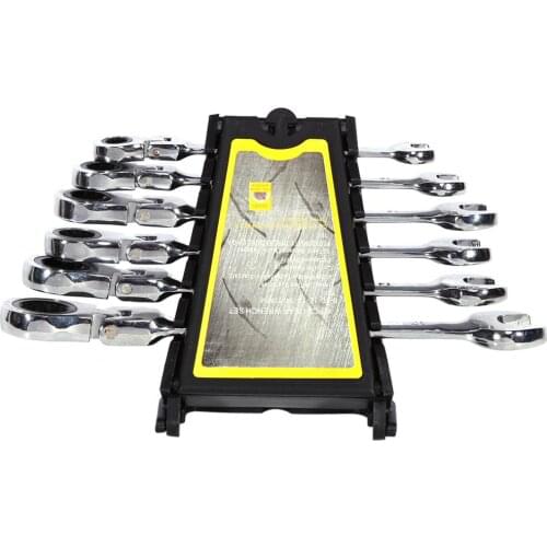6pcs Flexible Wrench Reversible Ratcheting Combination Wrench Set Ratchet Combination Wrench Set Nut Tools for Repair Wrench