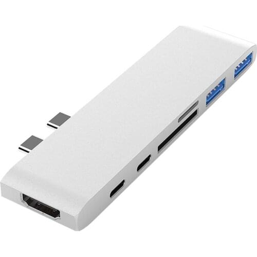 New item 7-in-1 USB TYPE C Hub with 1 *HDMI +2 *USB 3.0 Ports,+SD/TF Card Reader+ PD Charging Port for NoteBook/Pro/Air